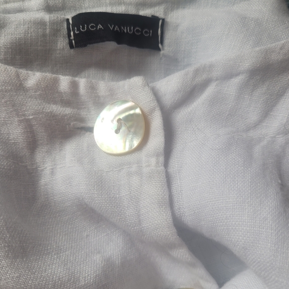 Luca Vanucci White Linen Button Front L - Picture 8 of 8